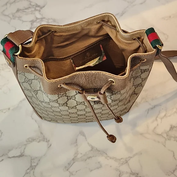 Gucci Vintage Sherry Line GG Bucket Bag